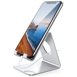 Lamicall Cell Phone Stand, Desk Phone Holder Cradle Compatible with Phone 11 Pro Xs Max XR X 8 7 6 Plus SE, All Smartphones Charging Dock, Desktop Accessories - Silver