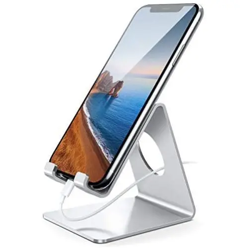 Lamicall Cell Phone Stand, Desk Phone Holder Cradle Compatible with Phone 11 Pro Xs Max XR X 8 7 6 Plus SE, All Smartphones Charging Dock, Desktop Accessories - Silver Lamicall Cell Phone Stand, Desk Phone Holder Cradle Compatible with Phone 11 Pro Xs Max XR X 8 7 6 Plus SE, All Smartphones Charging Dock, Desktop Accessories - Silver