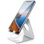 Lamicall Cell Phone Stand, Desk Phone Holder Cradle Compatible with Phone 11 Pro Xs Max XR X 8 7 6 Plus SE, All Smartphones Charging Dock, Desktop Accessories - Silver