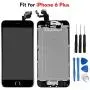 Ayake for iPhone 6 Plus Digitizer Screen Replacement Black 5.5 Full LCD Display Assembly with Home Button, Front Facing Camera, Earpiece Speaker Pre Assembled and Repair Tool Kits