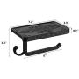 Delysia King Toilet Paper Holder Stand with Phone Shelf,Anti-Rust Aluminum Tissue Roll Dispenser Storage Wall Mounted (Black)