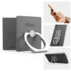 iRing Link-Detachable Plate for Wireless Charging, Include Hook Mount for Wall or Car Cradle. Original AAUXX Cell Phone Ring Grip Finger Holder Mobile Stand, Universally Compatible.(Grey)