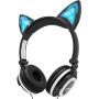 Isightguard Kids Headphones, Wired Headphones On Ear, Cat Ear Headphones with LED for Girls, 3.5mm Audio Jack for Cell Phone (Black)