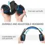 EasySMX G9000 PS4 Stereo Gaming Headset with Mic LED Lighting Noise Cancellation and in-line Controller Compatible with PS4 Mobile Phones Laptop Tablet and Computer (Black and Blue)