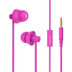 MAXROCK (TM) Super Mini Total Soft Silicon Earbuds Headphones with Mic Music Sleep Choice for Cellphones Ipad Tablet Mp3 Laptop and Most 3.5mm Audio Player (Pink)