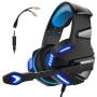 Gaming Headset for PS4 Xbox One, Gaming Headphones with Mic Stereo Surround Noise Reduction LED Lights Volume Control for Laptop, PC, Tablet, Smartphones - Blue
