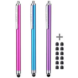 Stylus Pens for Touch Screens iPad iPhone Kindle Fire (Pink/Purple/Aqua Blue)