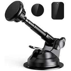 Magnetic Phone Car Mount, Universal Hands-Free Phone Holder for Car Dashboard Windshield, Adjustable Long Arm Strong Suction Cup Compatible Compatible with iPhone 11 Pro, Samsung & More (2020, Black)