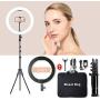 MountDog LED Ring Light 14 inch Dimmable Selfie Ring with Tripod Stand, Flexible Phone Holder, Bluebooth Remote Control and Carry Bag for Live Stream Makeup Portrait YouTube Video Shooting TikTok