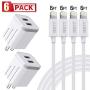 MBYY iPhone Charger MFi Certified Lightning Cable (4 Pack) 6FT Fast Charging Data Sync Transfer Cord with 2 Port USB Plug Wall Charger Travel Adapter Compatible with iPhone 11 Pro Max Xs X XR 8 7 Plus