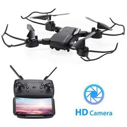 Powerextra Foldable WiFi FPV Drone with 1080P HD Camera, Quadcopter with Camera for Kids, Trajectory Flight/Gesture Control/Altitude Hold/G-Sensor/3D Flips/Headless Mode/One Key Return App Control