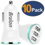 Bralon USB Car Charger[10-Pack],18W/3.4A Rapid Car Charger with Smart ID Compatible with iPhone 11/11 Pro/11 Pro Max/Xs/Xs max/Xr/X/8/7 iPad Pro/Air/Mini Galaxy Note S10/S9/S8/S7 LG Nexus and More