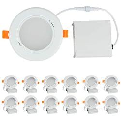 OSTWIN 4 Inch LED Gimbal Recessed Light with Junction Box 9W (45W Eqv) Dimmable Thin Adjustable LED Recessed Light 585lm, 3000K (Warm Light), ETL and Energy Star Listed, Pack of 12