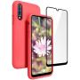 Vinve Samsung Galaxy A50 Case with Tempered Glass Screen Protector [2 Pack], Liquid Silicone Slim Fit Drop Protection Case for Galaxy A50 (Red)