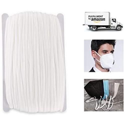 Hollosport Elastic String for Masks 1/4 Inch White, 100M Flat Soft Elastic Cord Rope Band for Craft Sewing, Prime