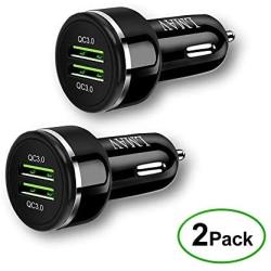 Car Charger, 48W 6A Dual-Port QC 3.0 Fast USB Car Charger Adapter Compatible for Galaxy S10+ Note 10, iPhone 11 Pro XS Max iPad Pro, Moto, LG, Pixel, OnePlus, Huawei and More.[2Pack]