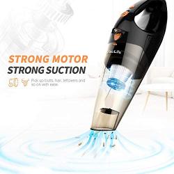 VacLife Handheld Vacuum, Hand Vacuum Cordless Rechargeable, Small and Portable with High Power and Quick Charge for Home and Car Cleaning, Black & Orange