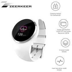 ZEERKEER Fitness Tracker Wristband, Activity Tracker with Heart Rate/Blood Pressure/Blood Oxygen Monitoring, Color Screen Display Waterproof IP67 Smart Watch(White)