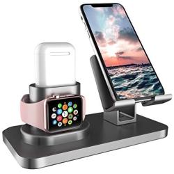 Fingic 3 in 1 Charging Station for Apple Watch, Airpods Charger Stand for Apple Watch Charging Stand for AirPods/iWatch Series 4/3/2/1 and iPhone 11/11 Pro Max/X/XS/XR/Xs Max/8/8 Plus/iPad, Space Gray