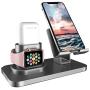 Fingic 3 in 1 Charging Station for Apple Watch, Airpods Charger Stand for Apple Watch Charging Stand for AirPods/iWatch Series 4/3/2/1 and iPhone 11/11 Pro Max/X/XS/XR/Xs Max/8/8 Plus/iPad, Space Gray