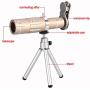 Fosa Cell Phone Camera Lens Kit Universal 18X Optical Zoom Telephoto Telescope Lens with Tripod(Gold)