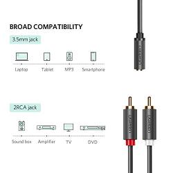 UGREEN 3.5mm Female to 2 RCA Male Stereo Audio Y Cable Adapter Gold Plated Compatible for Smartphones, MP3, Tablets, Home Theater (3FT)