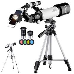 MAXLAPTER Telescope for Kids and Beginners, 70mm Travel Refractor Telescope for Astronomy with Adjustable Tripod, Smartphone Adapter, Camera Shutter Wire Control, Backpack