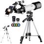 MAXLAPTER Telescope for Kids and Beginners, 70mm Travel Refractor Telescope for Astronomy with Adjustable Tripod, Smartphone Adapter, Camera Shutter Wire Control, Backpack