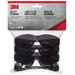 3M Safety -90835-00000B Outdoor Safety Eyewear, Black Frame, Gray Scratch Resistant Lenses (4 Pack)