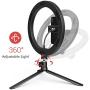 10.2”Selfie Ring Light with Tripod Stand & Phone Holder & Remote Control & 10 Brightness Level & Dimmable 3 Light Modes for Makeup/Live Stream/YouTube Video/Vlogs/Photography