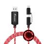 [Apple MFi Certified] Foxnovo Led iPhone Charger Cable, 2-in-1 Led Lightning Cable with 360° Flowing Light for iPhone 11/11 Pro/Max/XS/XR/X/8/8 Plus/7/7 Plus/6/6 Plus/5s/5s Plus/Android (Red), 3.3FT