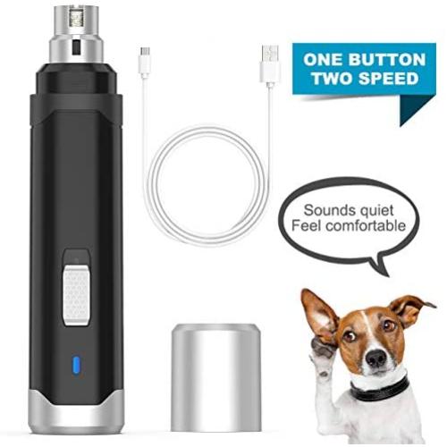 oneisall Dog Nail Grinder - Upgraded 2 Speed Quiet USB Rechargeable Professional Pet Nail Trimmer Paws Grooming & Smoothing Claw Care for Small Medium Large Dogs & Cats