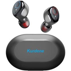 Kurdene Small Wireless Earbuds,Bluetooth Earbuds with Charging Case Bass Sounds IPX8 Waterproof Sports Headphones with Mic Touch Control 24H Playtime for iPhone/Samsung/Android-Black