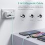 Melonboy Magnetic Charging Cable(2 Pack, 3.3ft/6.6ft), Soft & Tangle-Free Liquid Silicone Cable, 3 in 1 Magnetic Phone Charger Cable Compatible with Type-C, Micro USB and iProduct Devices - Cyan-Bule