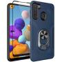 Oleaders for Galaxy A21 Case with Tempered Glass Screen Protector, Rotatable Metal Ring Holder Compatible with Magnetic Car Kickstand Case for Samsung Galaxy A21 - Blue