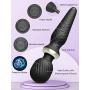 Rechargeable Personal Wand Massager, ATMOKO Upgraded Powerful Wand Massager with Memory 25 Modes 5 Speeds, Travel Pouch Included, Quiet Waterproof & Handheld for Neck Back Stress Relief, Black