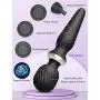 Rechargeable Personal Wand Massager, ATMOKO Upgraded Powerful Wand Massager with Memory 25 Modes 5 Speeds, Travel Pouch Included, Quiet Waterproof & Handheld for Neck Back Stress Relief, Black Rechargeable Personal Wand Massager, ATMOKO Upgraded Powerful Wand Massager with Memory 25 Modes 5 Speeds, Travel Pouch Included, Quiet Waterproof & Handheld for Neck Back Stress Relief, Black