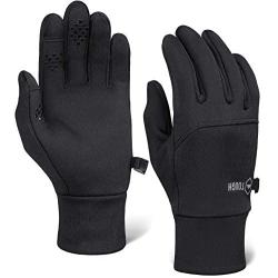 Touch Screen Black Running Gloves for Men & Women - Thermal Winter Glove Liners for Texting, Cycling & Driving