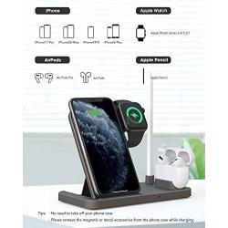 [2020 Latest] Wireless Charger, 4in1 Qi-Certified Fast Wireless Charging Dock Station for Apple iWatch Series 5/4/3/2/1, AirPods Pro/2&Pencil Compatible with iPhone 11/11 Pro Max/XR/XS Max/Xs/Samsung