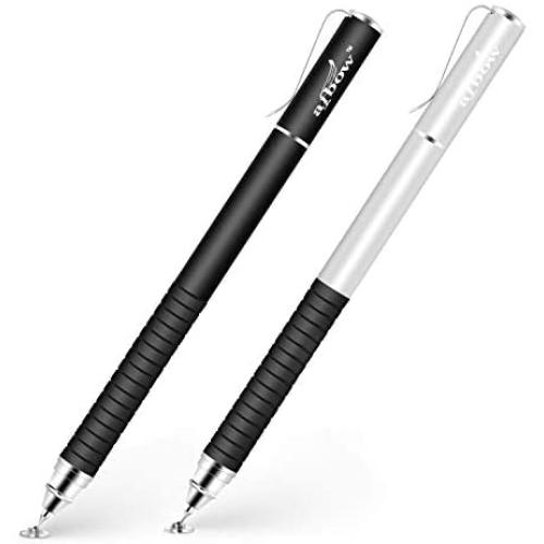 aibow Capacitive Stylus Pens for iPad, iPhone, Tablets, Cell Phones,All Touch Screen [ Fine Point & High Sensitivity Disc Tip Series ] with 2 Replaceable Disc Tips, Slide Cap Type2 (Black/Silver)