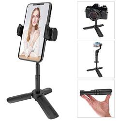 Phone Tripod, MOUNTDOG Mini Portable Camera Stand Holder, Extendable Tabletop Desktop Tripod Legs Compatible with iPhone/Camera/Samsung/Smartphone/Webcam, 360° Rotation, Black