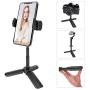 Phone Tripod, MOUNTDOG Mini Portable Camera Stand Holder, Extendable Tabletop Desktop Tripod Legs Compatible with iPhone/Camera/Samsung/Smartphone/Webcam, 360° Rotation, Black