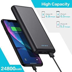 Portable Charger 24800mAh Power Bank with Smart LED Status, Dual USB Outputs, External Battery Pack Portable Phone Charger for iPhone, Samsung Galaxy, Tablet and More (Black)