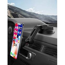 IPOW Car Phone Mount Holder Magnetic Phone Holder Mount Hands Free Cell Phone Holder for Car Dashboard Windshield Phone Holder Strong Magnet Maximum Angle One Holder Fits All Phones No View Blocking