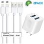 iPhone Charger, 2 Port USB Plug Wall Charger Travel Adapter with MFi Certified 2Pack 3FT Lightning Cable Compatible with iPhone 11 Pro Max/11 Pro/11/Xs Max/Xs/XR/X/8/7/6/SE, iPad and More