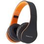 PowerLocus Wireless Bluetooth Over-Ear Stereo Foldable Headphones, Wired Headsets with Built-in Microphone for iPhone, Samsung, LG, iPad (Orange)