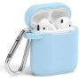 Airpods Case, GMYLE Silicone Protective Shockproof Wireless Charging Airpods Earbuds Case Cover Skin with Keychain kit Set, Women Girls Men, Compatible for Apple AirPods 2 & 1 – Sky Blue