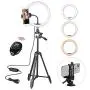 HPUSN 10.3" Selfie Ring Light with Tripod Stand & Flexible Phone Holder for Live Stream, Makeup, Dimmable Led Camera Beauty Ringlight for YouTube/TikTok/Photography Compatible with Phone and Camera HPUSN 10.3" Selfie Ring Light with Tripod Stand & Flexible Phone Holder for Live Stream, Makeup, Dimmable Led Camera Beauty Ringlight for YouTube/TikTok/Photography Compatible with Phone and Camera