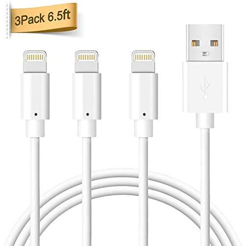 Lightning Cable, Quntis 3Pack 6.5FT Lightning to USB A Cable Certified Fast Charging Charger for iPhone 11 Xs Max XR X 8 Plus 7 Plus 6 Plus 5s SE iPad Pro iPod Airpods and More - White