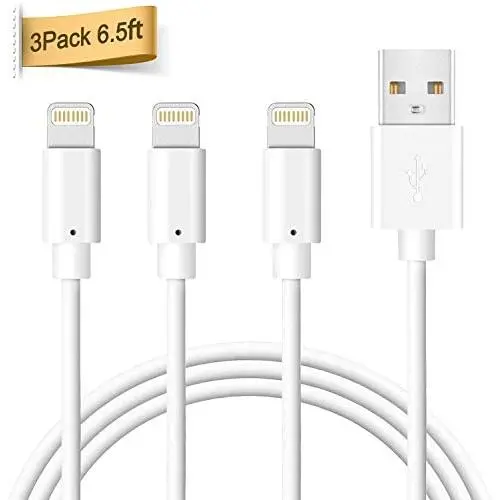 Lightning Cable, Quntis 3Pack 6.5FT Lightning to USB A Cable Certified Fast Charging Charger for iPhone 11 Xs Max XR X 8 Plus 7 Plus 6 Plus 5s SE iPad Pro iPod Airpods and More - White